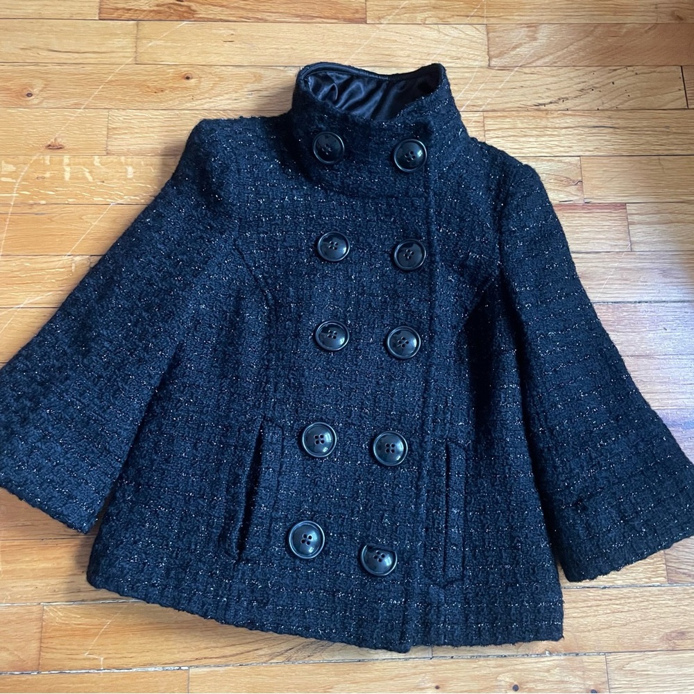 Guess 3/4 sleeve Textured funnel neck Pea Coat